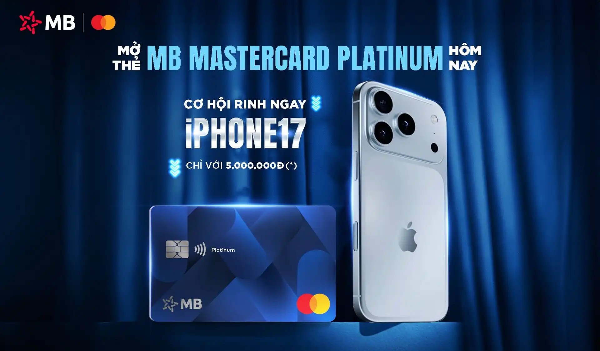 Mở thẻ MB Mastercard Platinum hôm nay, cơ hội rinh ngay iPhone 17